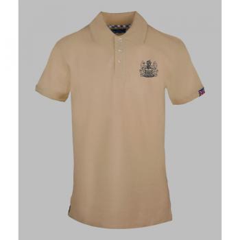 Aquascutum Men's Branded Sleeve Beige Polo Shirt - Size Small