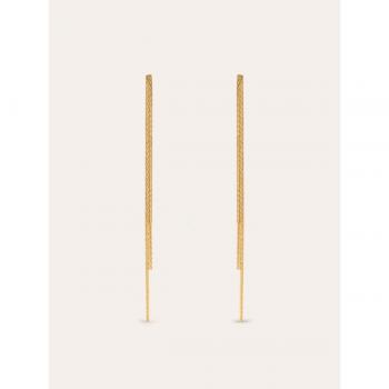 Pendientes Largos Singularu Swing Baño Oro de 18 Kt - Joyas Elegantes para Mujer