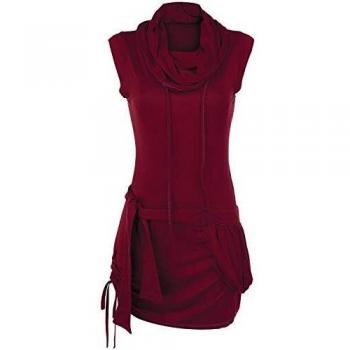 Forplay Vestido de Cuello Alto Vestido Burdeos M