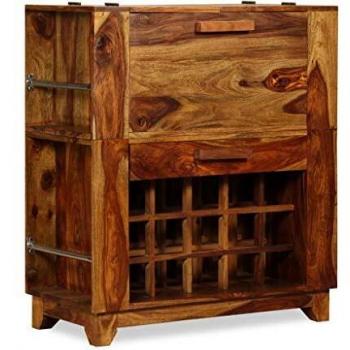 vidaXL Sheesham Maciza Mueble Botellas Vino Botellero Aparador Vitrina Cómoda