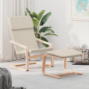 Sillón relax con reposapiés de tela crema