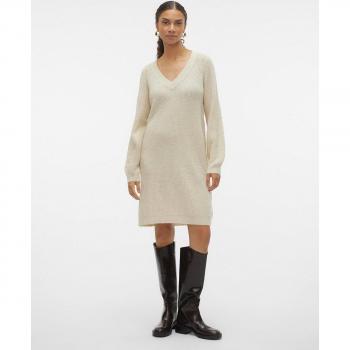 Vero Moda - Vestido corto de punto, tejido de punto suave, ajuste regular, escote redondo, mangas cortas, largo por encima de la rodilla, disponible en varios colores y tallas