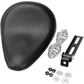 Triclicks Sillín para Moto Negro Incluye Soporte y Muelles, Para Chopper/Bobber/Sportster Piel Sintética