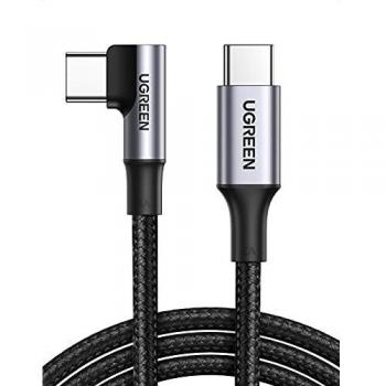 UGREEN Cable USB C a USB C PD Carga Rapida 20V 5A 100W Cargador USB Tipo C 90 Grados PowerDelivery para Macbook Pro 2019 MacBook Air iPad Pro 2020 Xiaomi Mi10 Samsung S21 S20 Huawei P40-1Metros