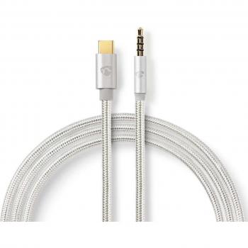 Adaptador USB-C 2.0 a 3,5 mm, 1 m, redondo, dorado, trenzado/nylon, aluminio