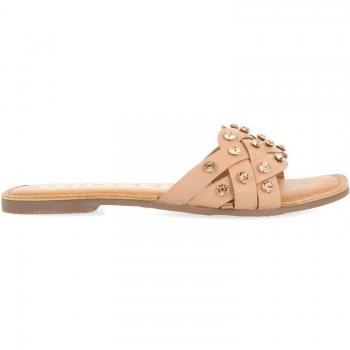 SANDALIAS NUDE TIPO PALA CON CRISTALES PARA MUJER COGLIATE
