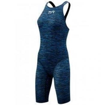 TYR Thresher Baja Open Back Aprobado Fina, Disfraz de competición para Mujer, Mujer, TPJFO6A 420 34, Azul, 34
