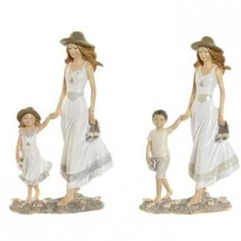 Figura Decorativa Home ESPRIT Blanco Beige 14,5 x 8 x 24,5 cm (2 Unidades)