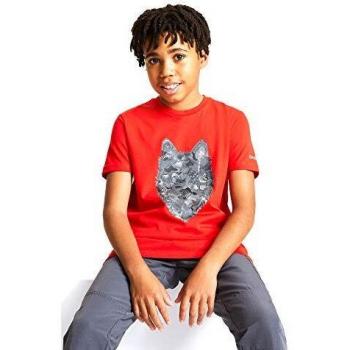 Dare2b Go Beyond-Camiseta Informal Estampada De Algodón T-Shirts/Polos/Vests, Niños, Fiery Red, 3-4