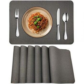 MORROLS Manteles Individuales Juego de 6 PVC Antideslizante Lavables Resistentes al Calor para Cocina, Hogar, Restaurante, Mesa de Comedor Fácil de Limpiar y Impermeable