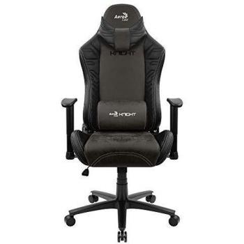 Aerocool Knight Silla Gaming, AeroSuede Transpirable, Respaldo Ajustable, Negro
