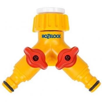Conector Doble para Grifo Hozelock 3/4 y 1/2 con Control Dual
