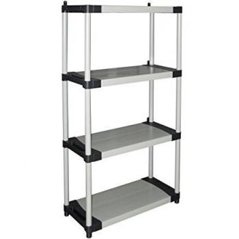 Estantería modular de resina gris con 4 estantes, dimensiones 80x40 cm, altura 168 cm, capacidad de carga hasta 80 kg