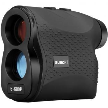 SUAOKI - 600m Telémetro de Golf, Telémetro Prismático Profesional Monocular Medidor de Distancia Larga, 6X Aumento,con Bloqueo de Bandera, Distancia, Medición de Velocidad, Negro