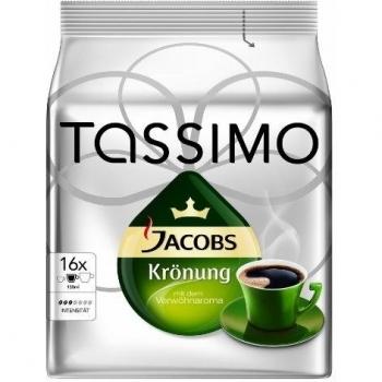 Tassimo Cápsulas de Café Jacobs Krönung, Café Molido de Tueste Natural, Certificado Rainforest Alliance, 5 x 16 T-Discs