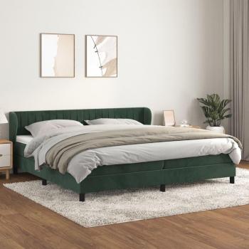 Cama box spring suave con colchón de terciopelo verde oscuro 200x200 cm