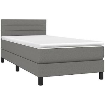 Cama box spring con colchón viscoelástico espuma protector muelles ensacados adaptable acolchado reversible tela gris oscuro 90x200 cm