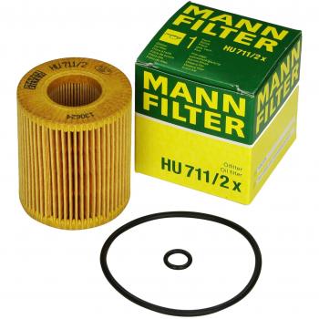 Original MANN-FILTER Filtro de aceite HU 711/2 x – Set de filtro de aceite juego de juntas – Para automóviles