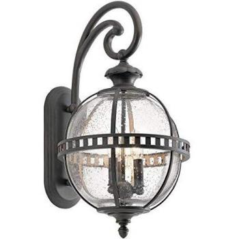 Aplique de exterior Halleron, bronce y vidrio, 3 bombillas
