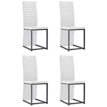 vidaXL Set de Comedor 5 Piezas Acero y Vidrio Templado Blanco/Negro Mobiliario