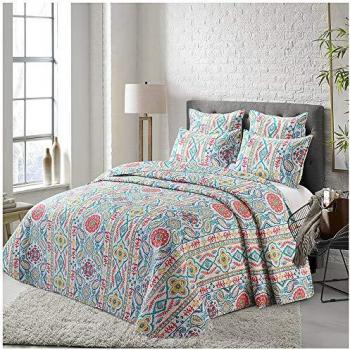 Colcha Bouti Coral Pop Cama de 160 (260x260 cm) con 2 Fundas de Cojín - Cotton ARTean