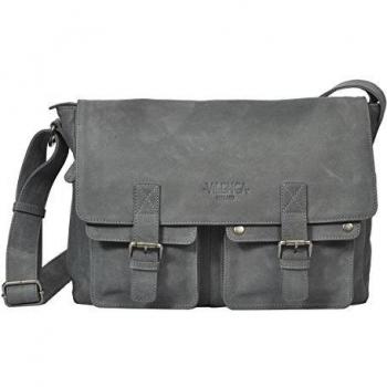vilenca Holland 40712 gris grande Ledertasche Messenger Bag/Laptop Bolsa/Bolso/Bolsa De Hombro/Universidad/Office funda de piel auténtica - Unisex Vintage - Tamaño: 38 x 27 X9 