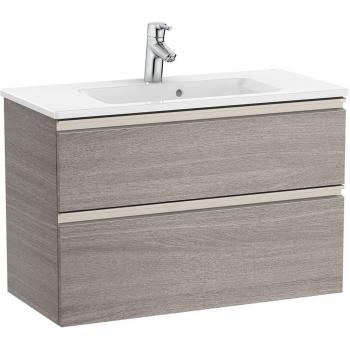 Mueble de baño compacto Roca The Gap con 2 cajones y lavabo, color Roble City texturizado, medidas 805 x 380 x 537 mm