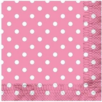 EUROCARNAVALES 12 Servilletas Rosa con Topos Blancos 33x33