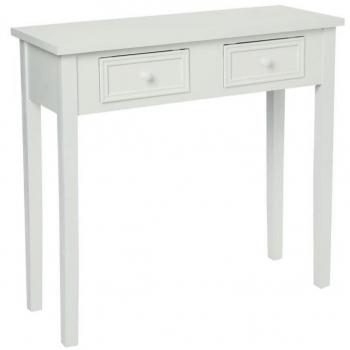 Consola recibidor de madera blanca con 2 cajones, dimensiones 80x30x76 cm, marca Atmosphera