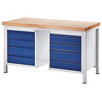 Banco de trabajo modular RAU con 8 cajones, tamaño L, profundidad 700 mm, ancho 1500 mm