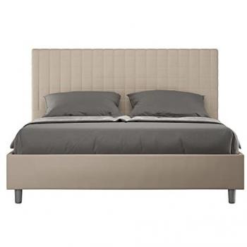 Cama matrimonial Sunny gris Tórtola símil piel con somier perforado 160x200 cm