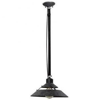 Lámpara de techo Industrial 1 Bombilla 40W E27 Mediana, metal oxidado, Cinturón negro