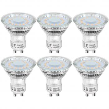 LE Bombillas LED, GU10 4W Equivalente 50W Halógena, Blanco cálido 2700K, Pack de 6