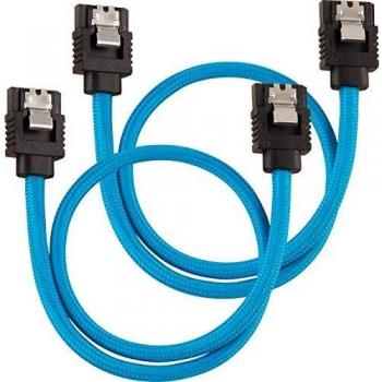 Corsair - Cable SATA Blindado Premium – SATA 6Gbps 30 cm, Azul