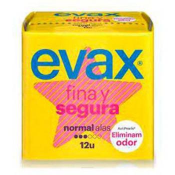 Compresas Evax Finas y Seguras con Alas Normales 12 Unidades