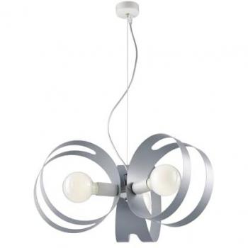 Lámpara de suspensión moderna 3 luces Peter en hierro blanco y gris con corte láser