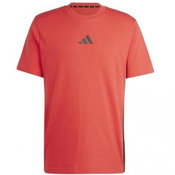 Camiseta de Hombre adidas Essentials 3 Franjas Jersey Corto Rojo Puro/Negro - L
