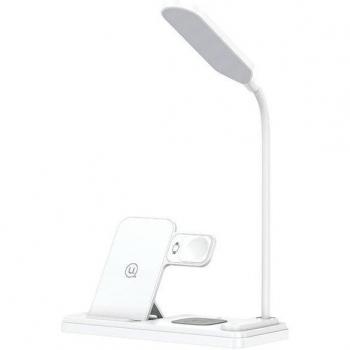 Cargador Inalámbrico 4 en 1 de 15W con Lámpara de Mesa para Teléfono, Auriculares y Reloj - USAMS US-CD195