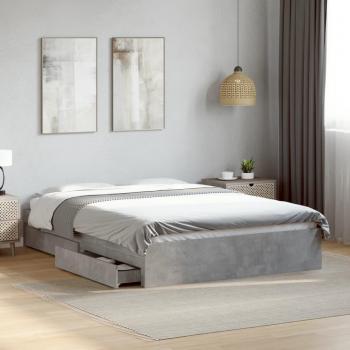 Cama con cajones de cemento gris 120x200 cm madera multicapa Vidaxl