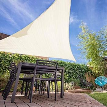 HAIKUS Toldo Vela Triangular 3x3x3 m, Vela de Sombra Triángula HDPE, Transpirable, Resistente y 95% Protección Rayos UV para Exterior, Jardín, Terrazas