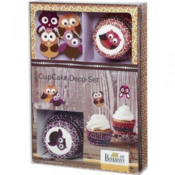 RBV Birkmann Cake Deco-Set Búhos 36 piezas, madera, multicolor, 30 x 22 x 4,5 cm