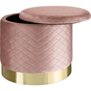 Taburete acolchado y aterciopelado de almacenamiento 300 kg Coco - elegante taburete redondo aterciopelado con estructura estable y resistente, gran compartimento de almacenamiento en el interior