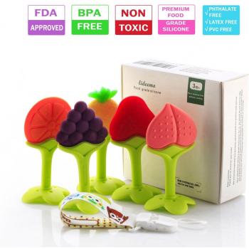 Mordedor Calmante,100% caucho natural para Encías de frutas para Bebés mayores de 3-6 MESES Leedemore