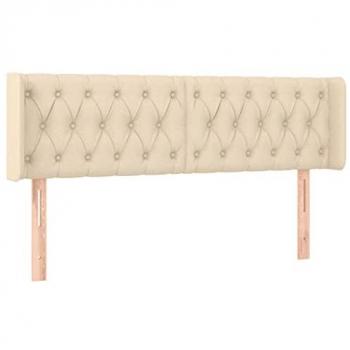 Cabecero de cama con LED tapizado en tela crema 147x16x78/88 cm