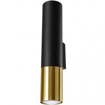 Aplique de Pared LOOPEZ Negro GU10 Dorado Acero 2 Bombillas Iluminación Interior LED 29cm