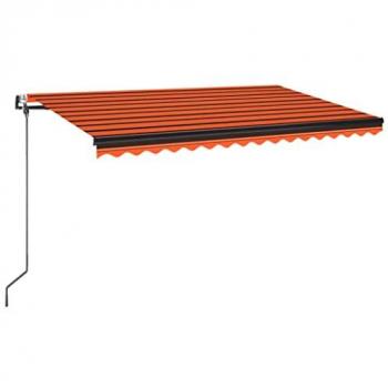 Toldo automático LED con sensor de viento, color naranja marrón, dimensiones 400x350 cm, resistente al agua, ideal para balcón, jardín y terraza