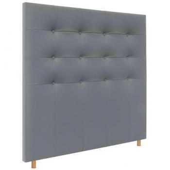 Cabecero Capitoné hasta el Suelo 135x120cm Tapizado en Polipiel Gris para Cama Dormitorio
