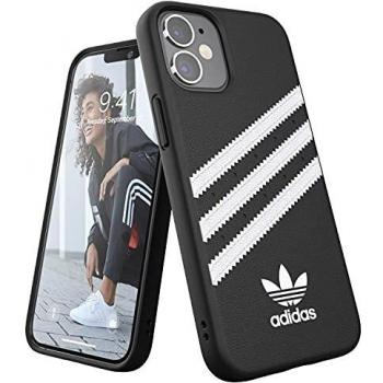 adidas Funda de teléfono diseñada para iPhone 12 Mini 5.4, Fundas probadas por caídas, Bordes elevados a Prueba de Golpes, Original Moldeado de Poliuretano, Color Negro y Blanco