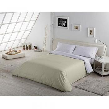 Funda nórdica de ES-TELA, dos colores lisos, 50 % algodón y 50 % poliéster, 144 hilos, 50% algodón/50% poliéster, White-stone, Cama de 200