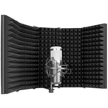 Neewer Pro Protector Aislamiento de Micrófono Filtro Pop de 5 Paneles Frente de Espuma Absorbente de Alta Densidad y Placa Posterior Metálica Ventilada Compatible con Blue Yeti
